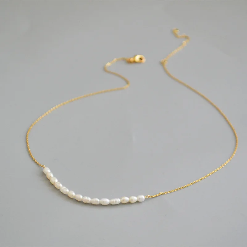 

simple necklace smiling face freshwater pearl necklace 18k gold plated chain pearl necklaces