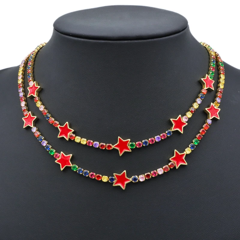 

2021 New trendy gold plated necklace for women Zincon cubic necklace choker