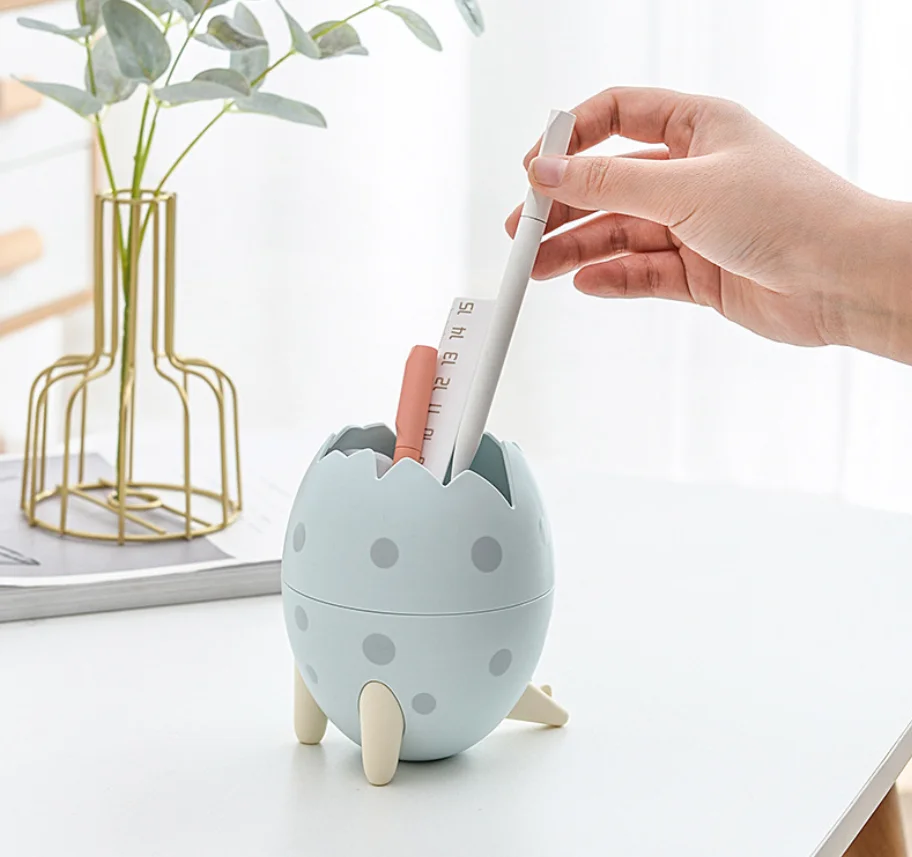 

Plastic Organizer Cartoon Dinosaur Egg Desktop Drawer Organizer Box Bucket Bins Office Multifunctional Fashion Round Modern
