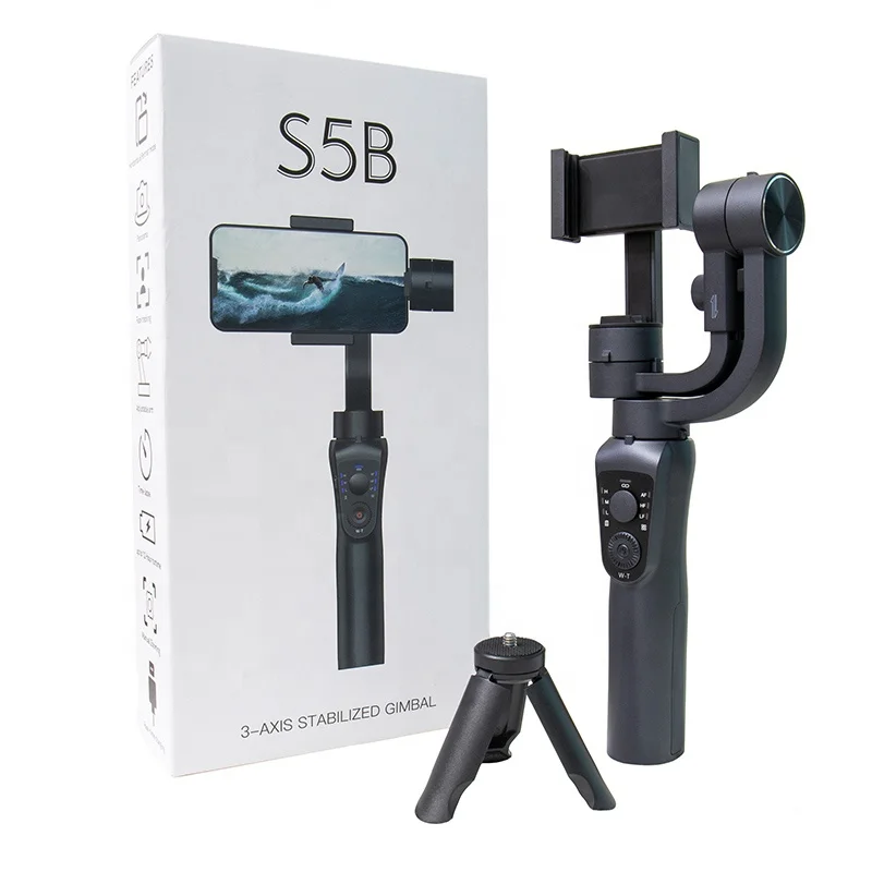 

S5B 3 Axis Handheld Gimbal Stabilizer Cellphone Video Record Smartphone Gimbal for Smartphone Action Camera, Black