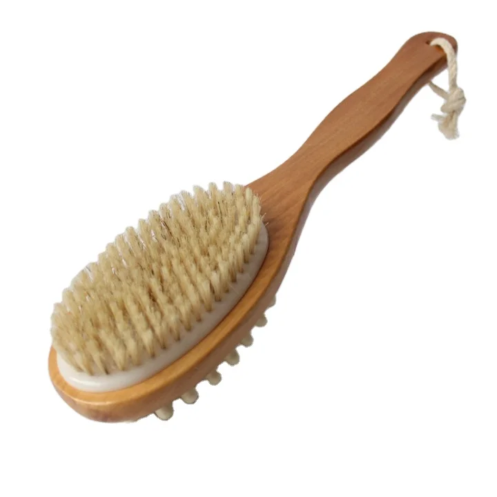 

Long Handle Natural Boar Bristles Shower Massage Back Scrubber Bamboo Body Brush for Wet Dry Brushing