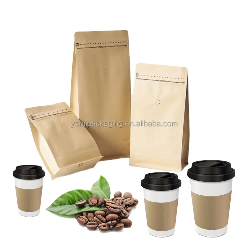 

Plastic stand up aluminum foil coffee bag flat bottom custom printed coffee bean bag