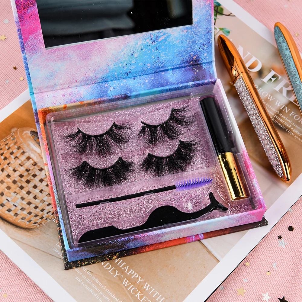 

Hot Sale Privat Label 25mm Real Mink 3d Natural Magnetic Eyelashes And Eye Liner Set
