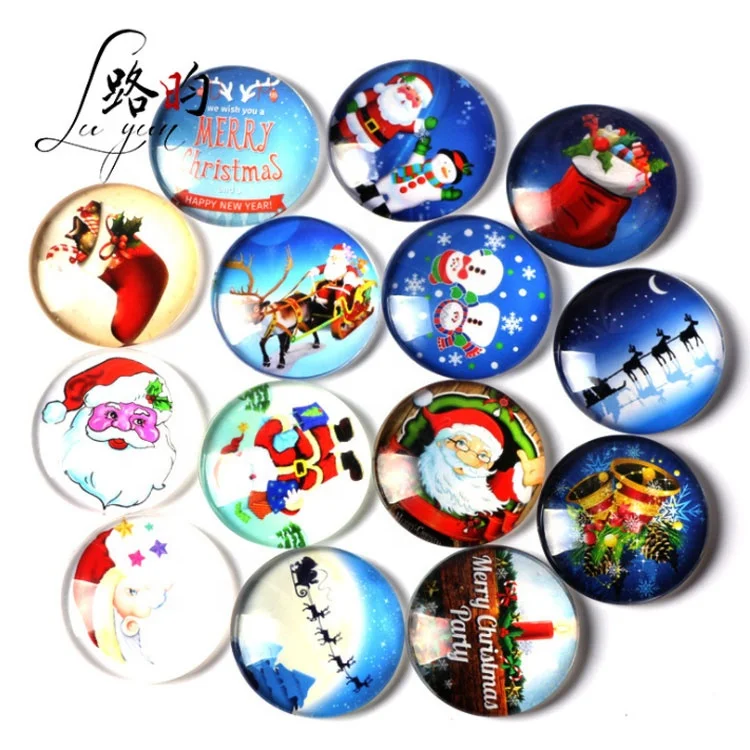 

Custom Photo  Christmas Series Pattern DIY Accessories Glass Round Cabochon