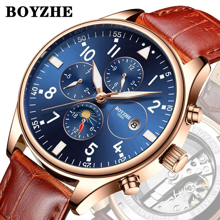 

Boyzhe custom logo drop shipping luxury reloj montre quartz watch men wrist automatic mechanical watch