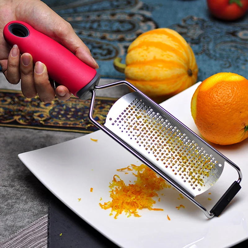 

Vegetable, Lemon and Cheese Grater / Zester With TPR Coated Plastic Handle, Custom color