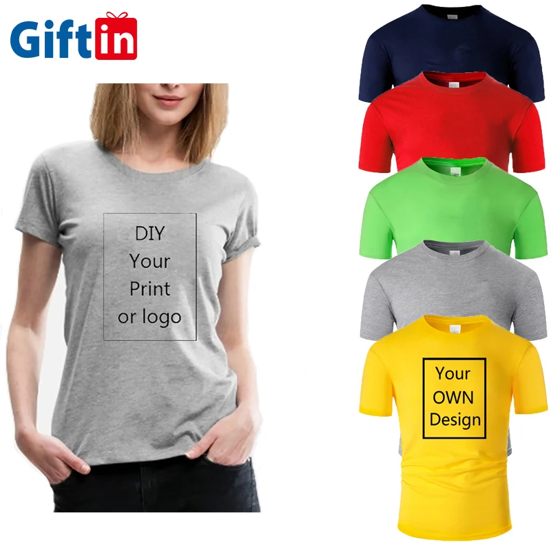 

Hot selling Ready To Ship Custom Women T shirt Printing 100% Cotton Female Slim Fit Crew Neck tshirt Low MOQ Manufacturer Whole