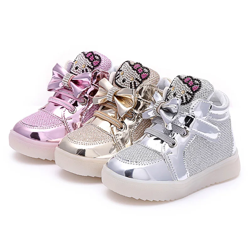 

2017 wholesale LED Kids Girls Shoes Light Up Luminous Children Trainers Sport Sneakers, Pink, gold, silver, rose