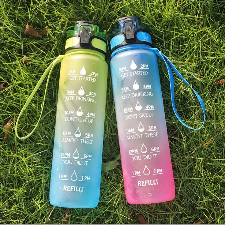 

Bpa Free 32OZ One Gallon Tritan Square Gym Motivational Plastic Frosted Water Bottle With Time Marker