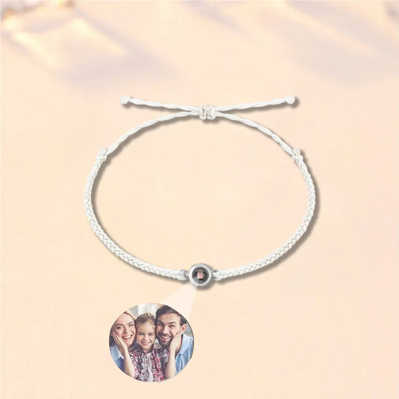 Lateefah OEM Custom Projection Stainless Steel Colorful Woven Rope for Family Picture Gift Bracelet