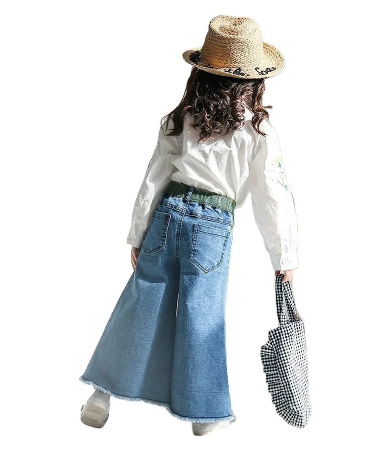 

Vintage Baby Girl Flare Leg Jeans Denim Korean Ins Style Fashion Kids for Children