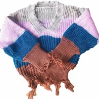 

2019 Baby New Knit Sweater Color Distressed Sweater