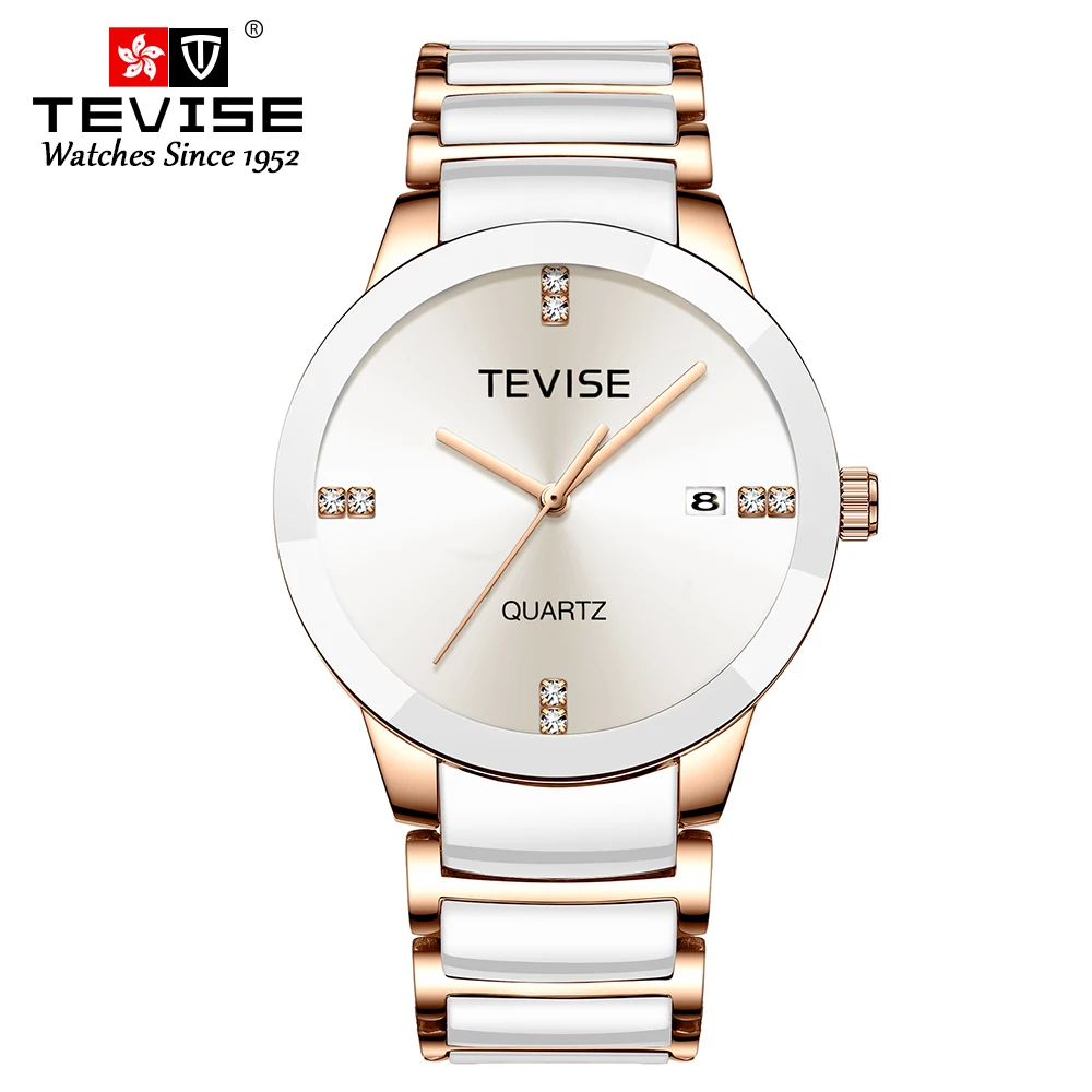 

Tevise TEVISE Brand Luxury ceramic Watches Strap Fashion Dress Crystal Dial Men Casual Calendar Clock Waterproof Quar, 4 colors