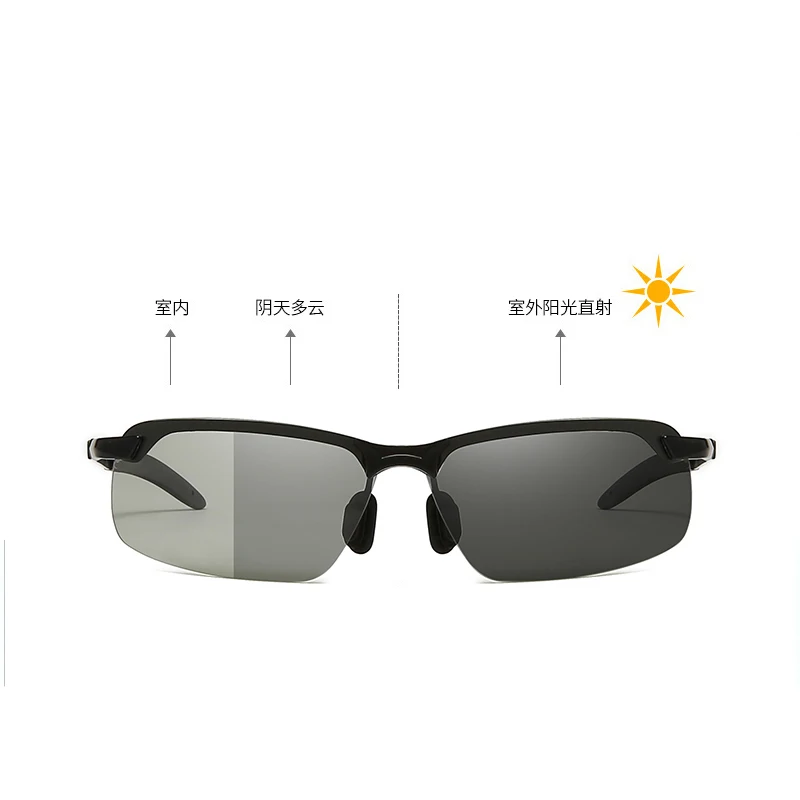 

Men's sports sun glasses metal photochromic TAC polarized driving sunglasses