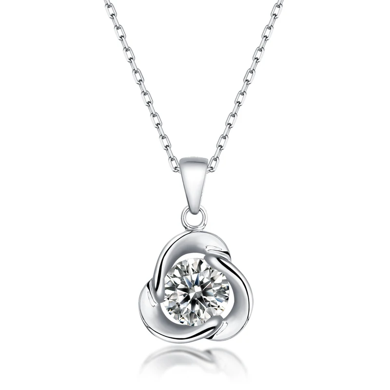 

Classic Style 925 Sterling Silver 1 Carat Claw Setting Moissanite Necklace For Woman Clover Fancy Quality Women Necklace