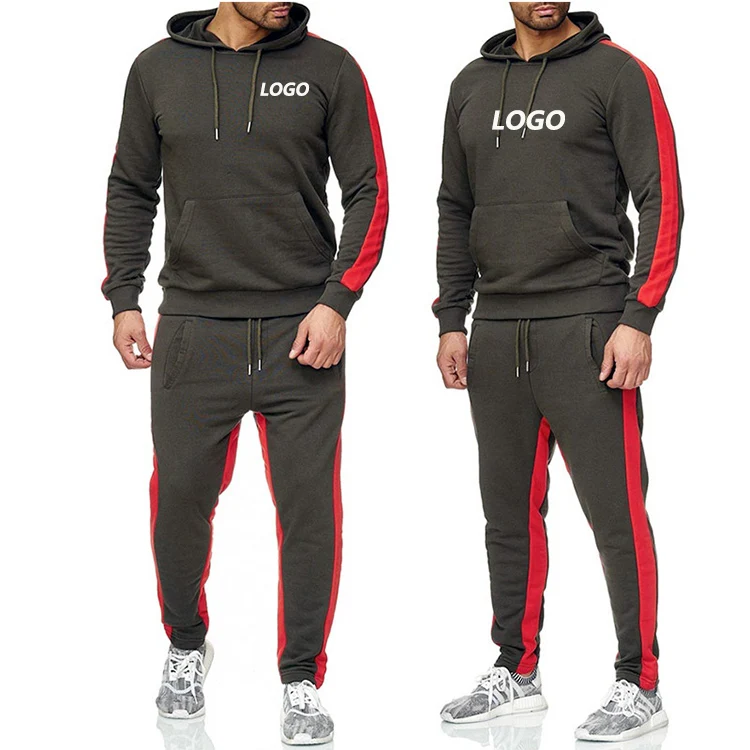 

Wholesale Sports Plain Splice Color Sets Blank Cotton Custom Jogger Tracksuit Mens Tracksuit