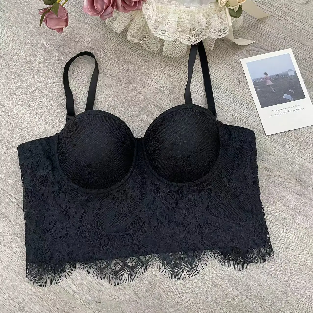 

Vintage Lace Graphic Tops Women Crop Female Trendy Wholesale Sexy Bra Supplier Womens Corset Top panty bra