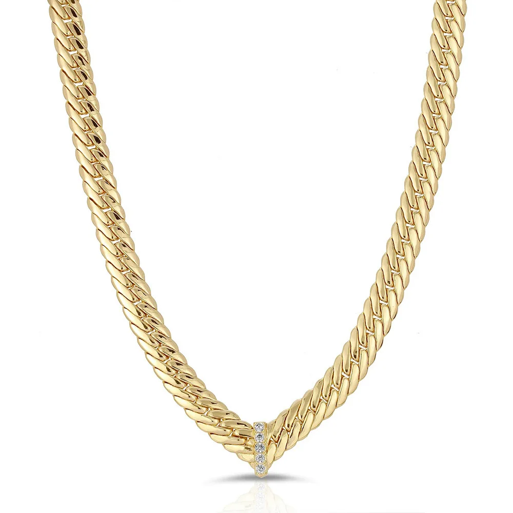 

Duyizhao Fashion Women 18k Gold Plated Chains Choker Flat Snake Chain with Cz Stone Stainless Steel Jewelry Herringbone Necklace