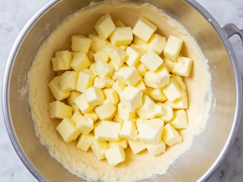 Cold butter chunks in pie dough mixture
