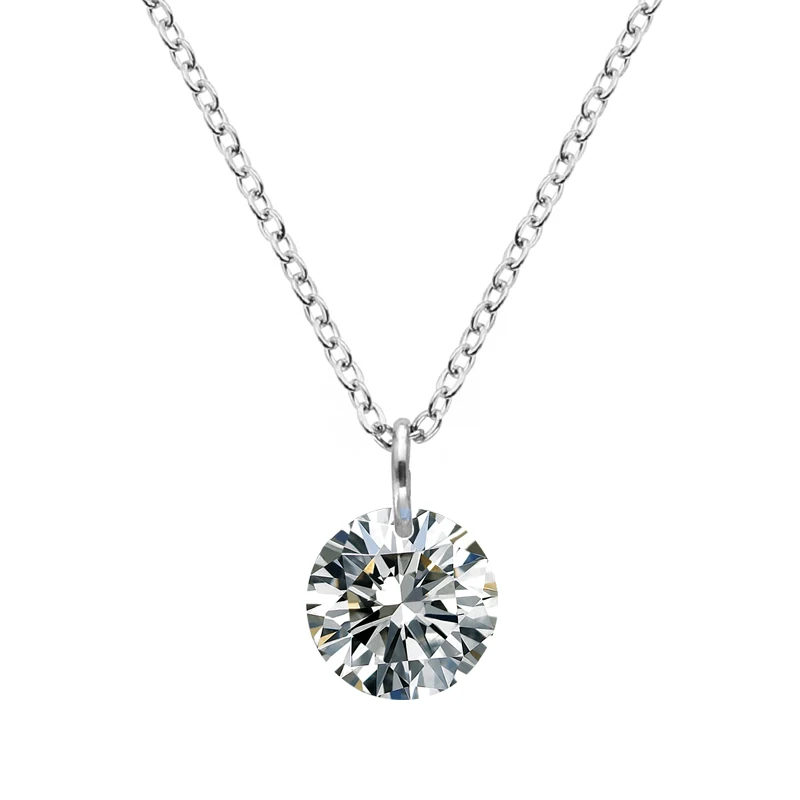 

Fashion Creative Titanium Steel Rose Gold Necklace Stainless Steel Round Zircon Pendant Clavicle Chain, Customized color