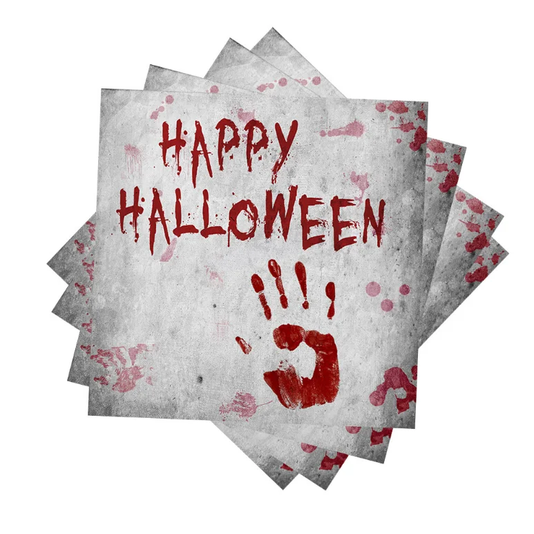 

Halloween Party Tableware Set Dinnerware Paper Plates Cups Napkins and Tablecloth for Halloween Decorations, Customized