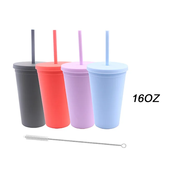 

Tumblers with Lids (4 pack)  Colored Acrylic Reusable Cups with Lids and Straws Double Wall Matte Plastic Bulk Tumblers, Customized color