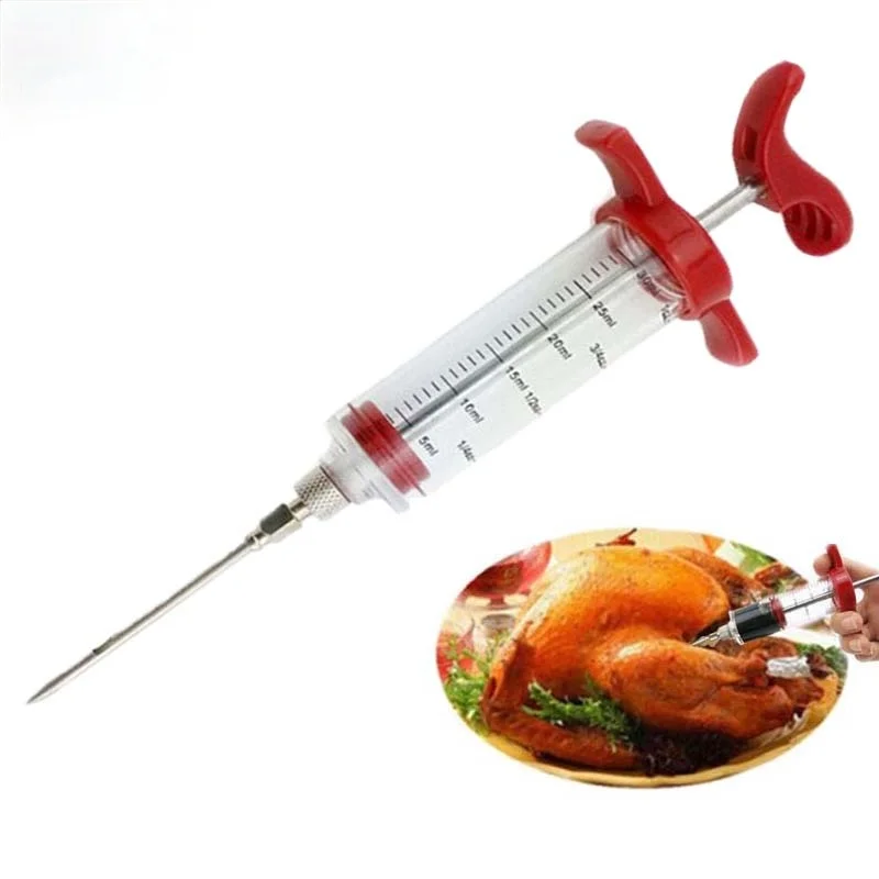 

Kitchen Syrings Stainless Steel Needle Meat Marinade Injector Christmas Roasted Turkey Flavoring Syringe BBQ Sauce Injection, Pictures
