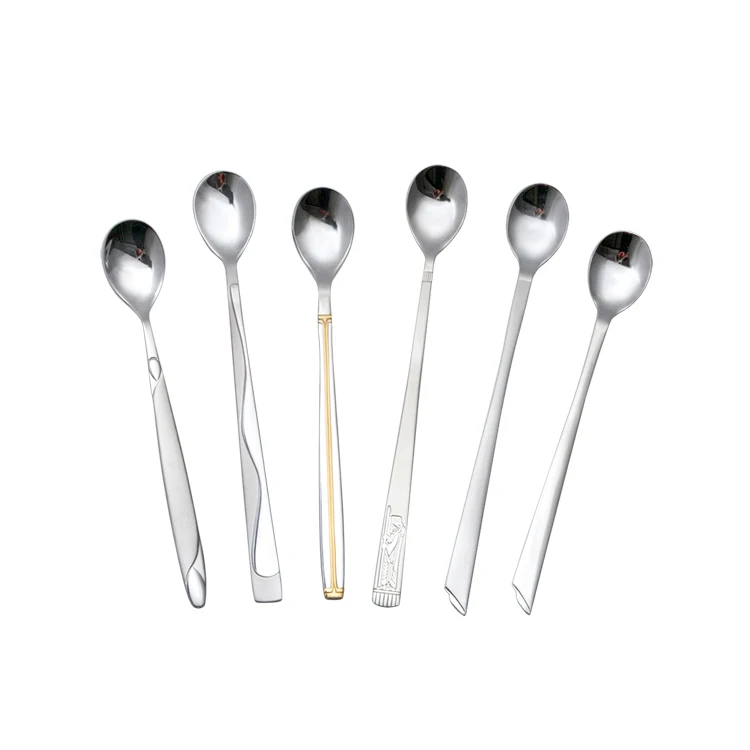 

Stainless Steel Long Handle Teaspoons Stirring Tea Coffee Spoon Ice Cream Spoon Bar Drink Cocktail Mixing Spoon