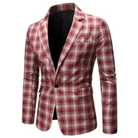 

Wholesale long sleeve casual plaid style slim fit men suits blazer