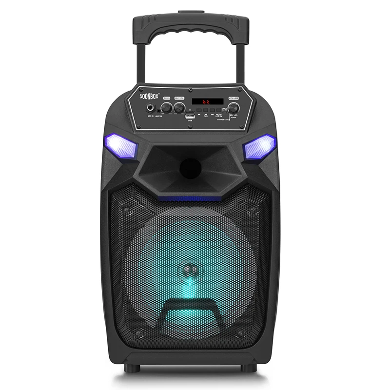 

Gsou 8 Inch Trolley Speaker Outdoor Woofer Dj Wireless Active Karaoke Party Speaker With Screen Colorful Lights