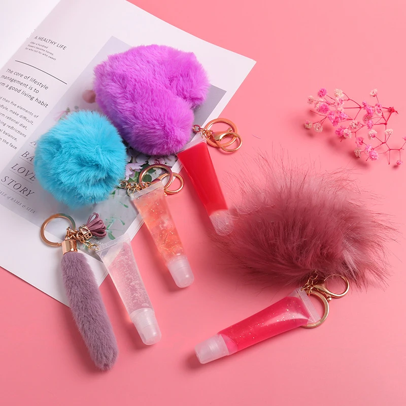 

2021 New Design Cute Lipgloss Custom Logo Private Label Lipgloss Keychain Vegan Glitter Wholesale Natural Lip Gloss
