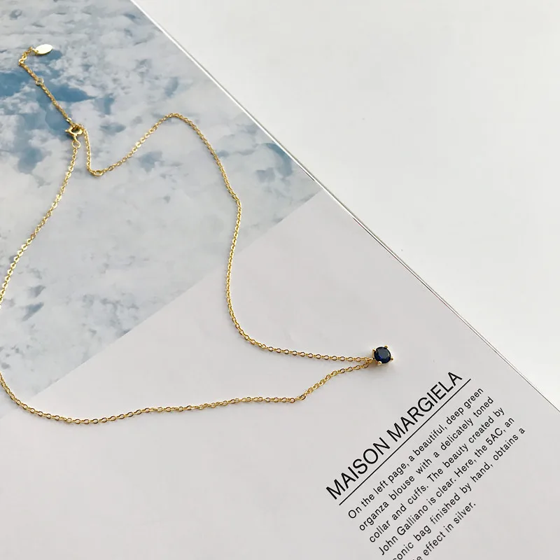 

Gold plated chain fashion noble temperament jewelry necklace sapphire pendant gold necklace for ladies