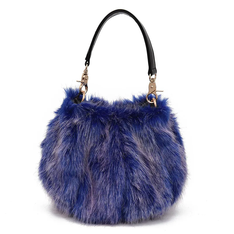 

New Bucket Plush Women Bag Shoulder Handbag Bags For Winter, 8 colors