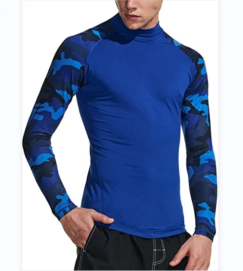 

Custom Logo Men's Quick Dry Compression Top Surfing Running Shirts Long Sleeve UPF 50+ Rash Guard