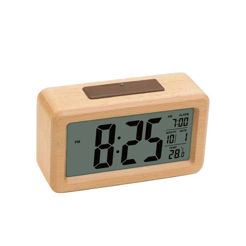 

Custom Corporate Gift Snooze Function Wooden Lcd Digital Clock Online Buying Multifunctional Alarm Clock Dawn