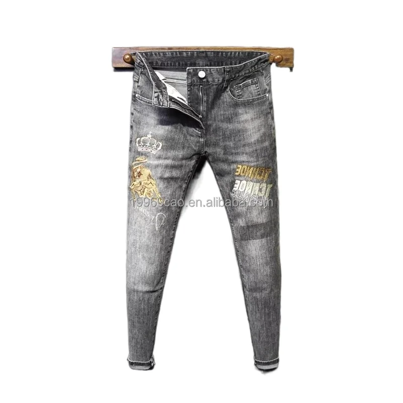 

2022 European and American popular men's new high-end Leggings badge Slim Fit Jeans, Customized color