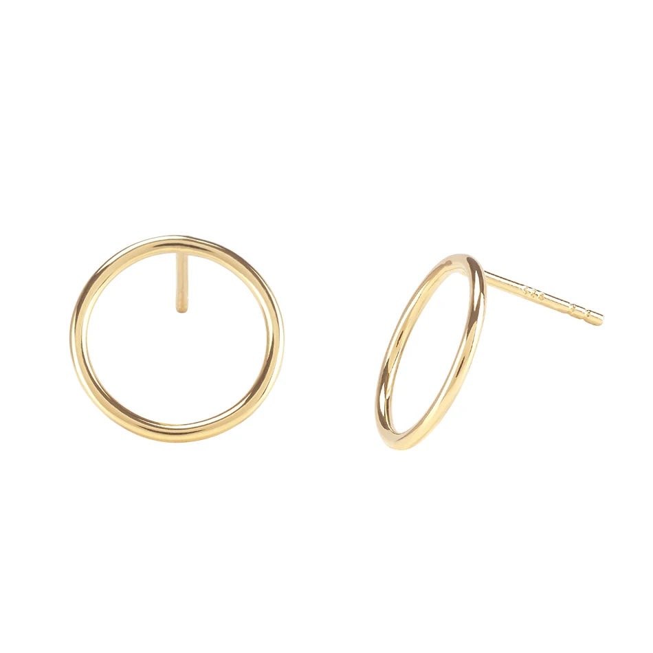 

Wholesale Woman Earrings Jewelry 925 Sterling Silver 360 Circle Gold Plated Stud Earrings