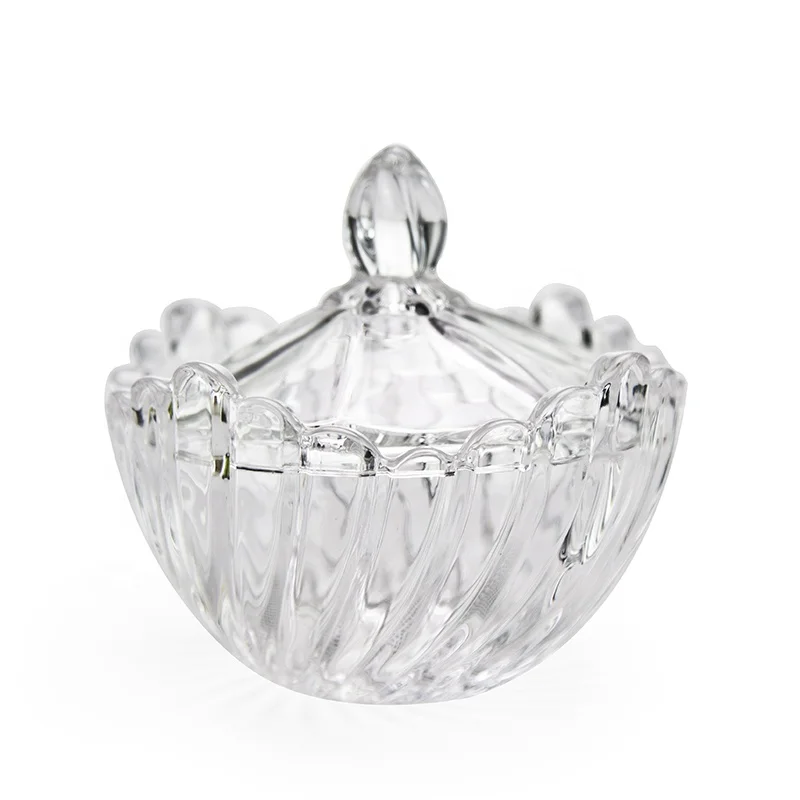 

Big Size Luxury Wedding Crystal Glass Candy Jars With Glass Lid, Clear