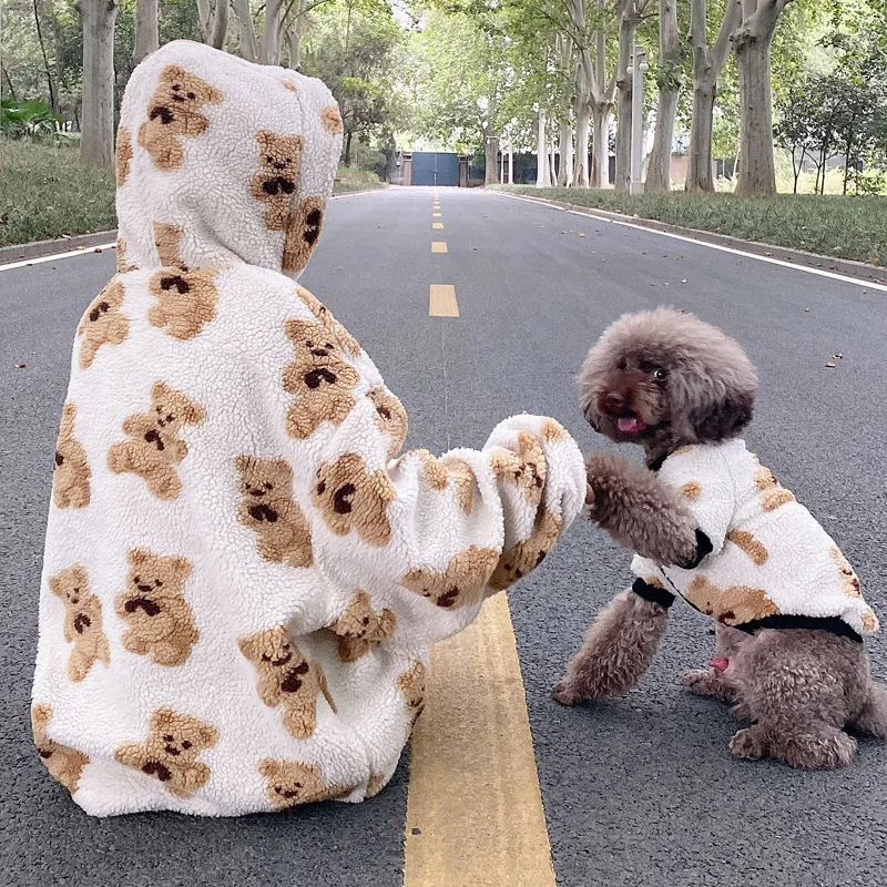 

Wholesale Fashion Pet Dog Cotton-padded Clothes matching dog owner Thicken Warm Coat Clothing