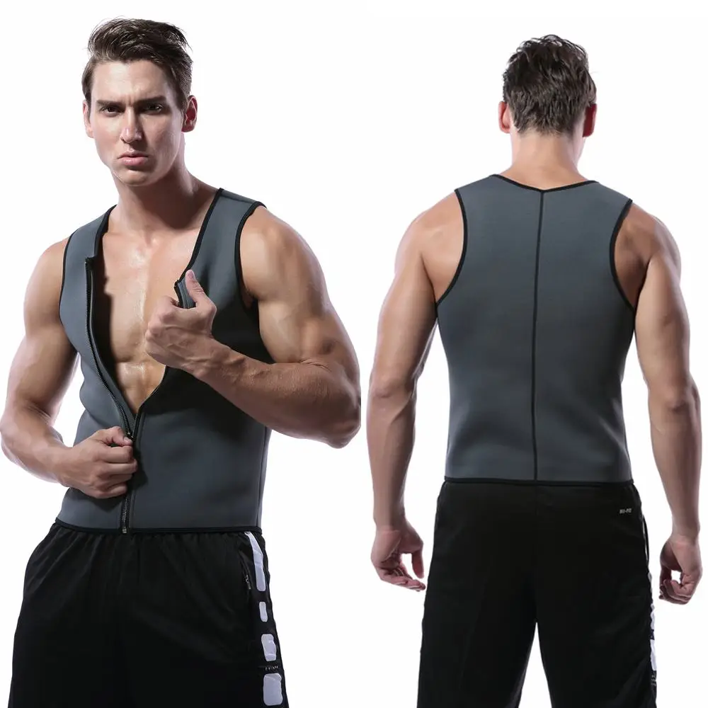 Popular Style Gym Zipper Body Shaper Men Slim Vest Sauna Sweat Neoprene ...
