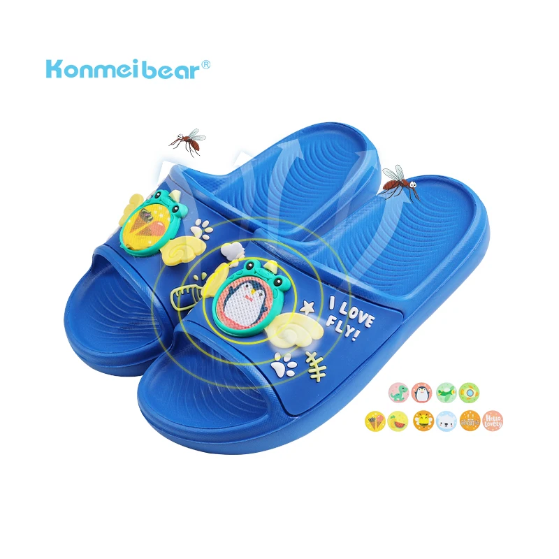 

2021 New Design Mosquito Repellent EVA Children Outdoor Fancy Comfortable Soft Kids Slipper, Pink/blue/green/yellow