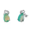 Earrings Hot Sale 925 Sterling Silver Green Opal Drops Stud Earrings
