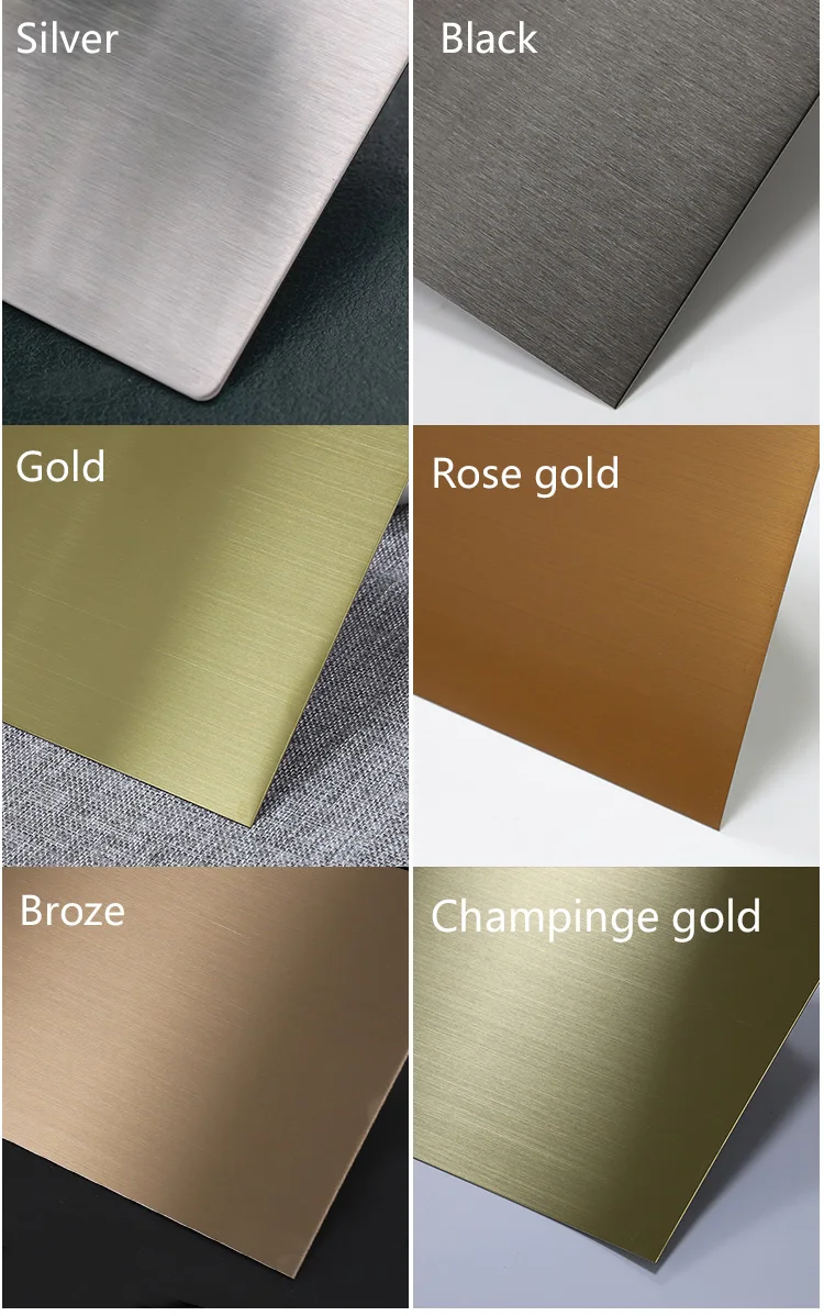 201 304 316l Gold Metal Hairline Brushed Finish Stainless Steel Sheet ...