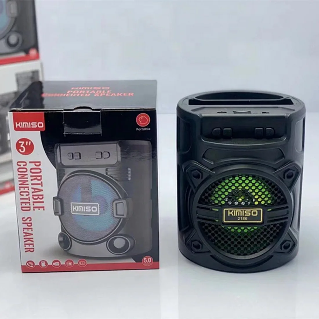 

KMS-2186 Latest Bass Speaker KIMISO 3 Inch Small Bass Speaker With Cool Light