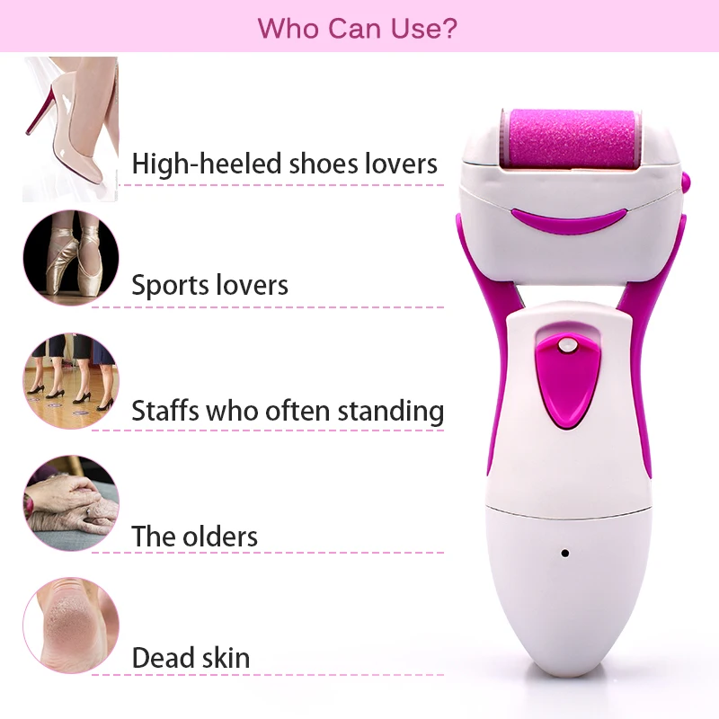 

Usb Rechargeable Foot File Callus Remover Pedicure Machine Foot Dead Skin Remover Heel File Grinding Exfoliator Feet Care, Blue/pink