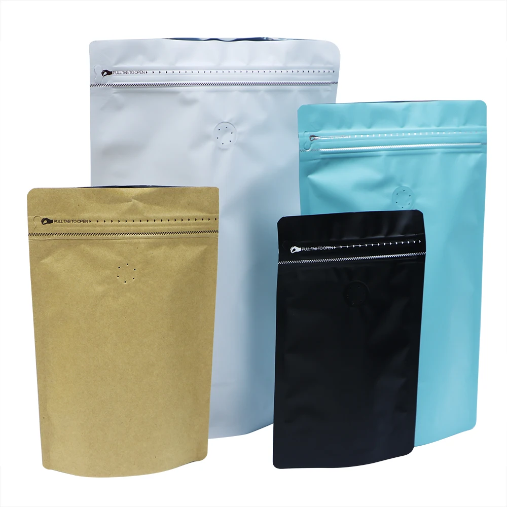 

Laminated aluminum foil 1kg 250g 1lb stand up pouch /matt white foil pouch /zip lock coffe bag with valve