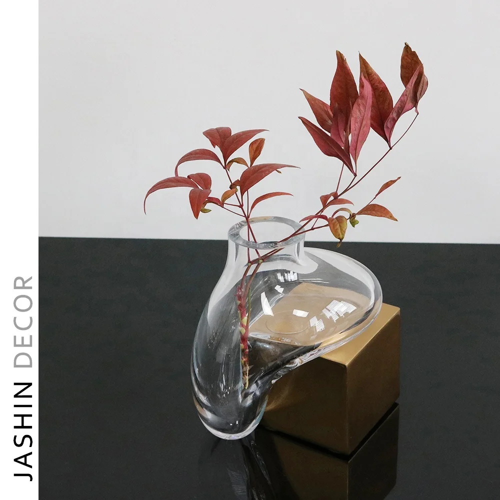 

Flower Vases Acrylic Luxury Gold Modern Metal Crystal Decoration Nordic Glass Decor Flower Vase
