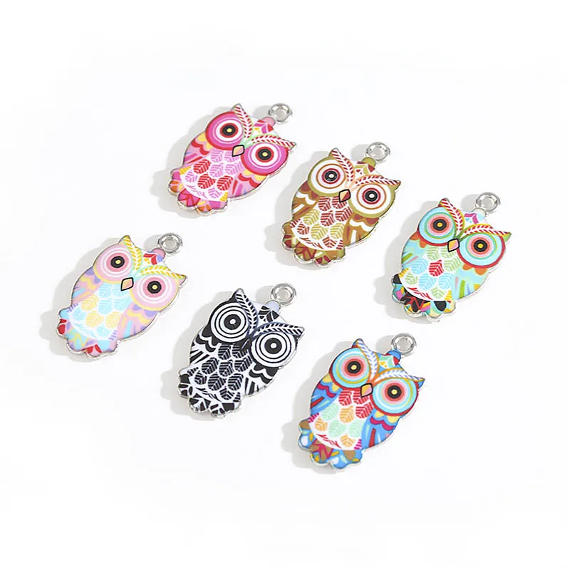 

Alloy drip oil owl pendant charms for jewelry making enamel charms in alloy jewelry Animal pendant, As photo