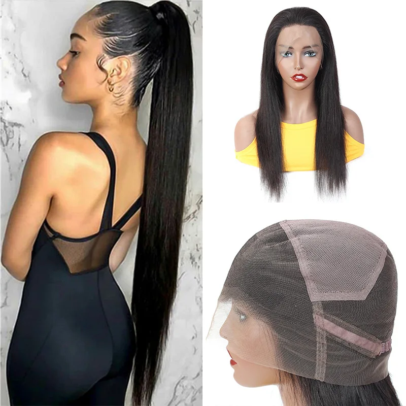 

Glueless 30 In Brazilian Blonde Peruvian 360 Wigs Vendor 613 With Baby Hair Transparent Hd 100% Full Lace Human Hair Wig, Natural black,
