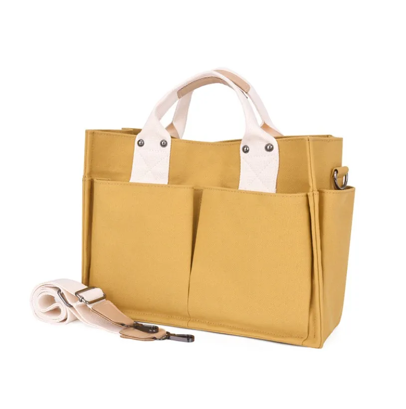 

Luxury Fashion Solid Color Large Blank Canvas Shopping Messenger Tote Bag with premium quality